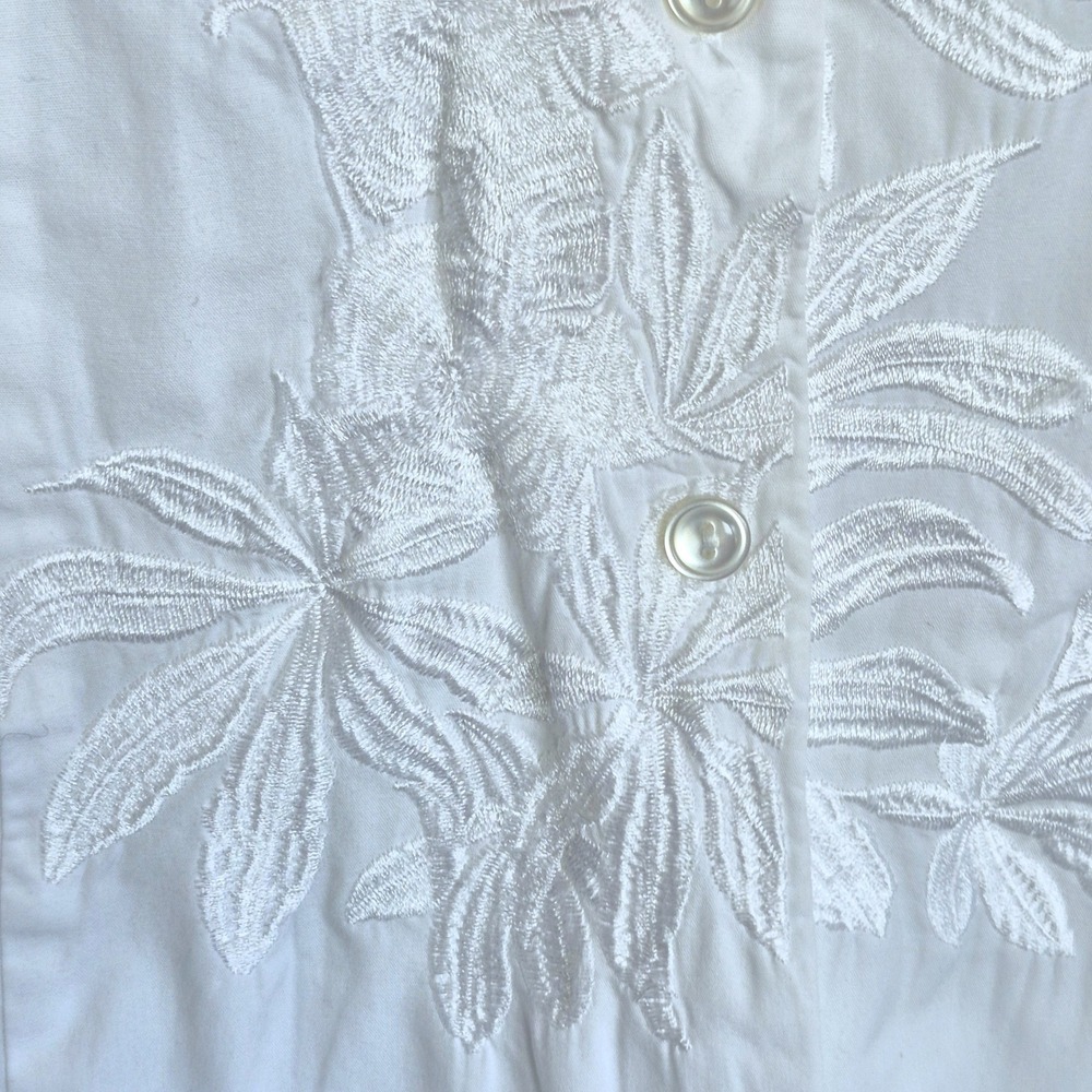 Vintage Puli white button down shirt floral embroidery‎ women's 12 - Picture 5 of 10
